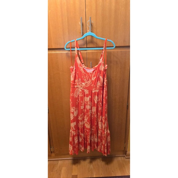 Torrid Tropical Floral Print Maxi Dress Orange Tan Women Size 2 - Picture 3 of 3